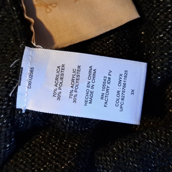 Daisy Fuentes women's size 3X black shimmery sweater, super soft, New - Picture 8 of 8